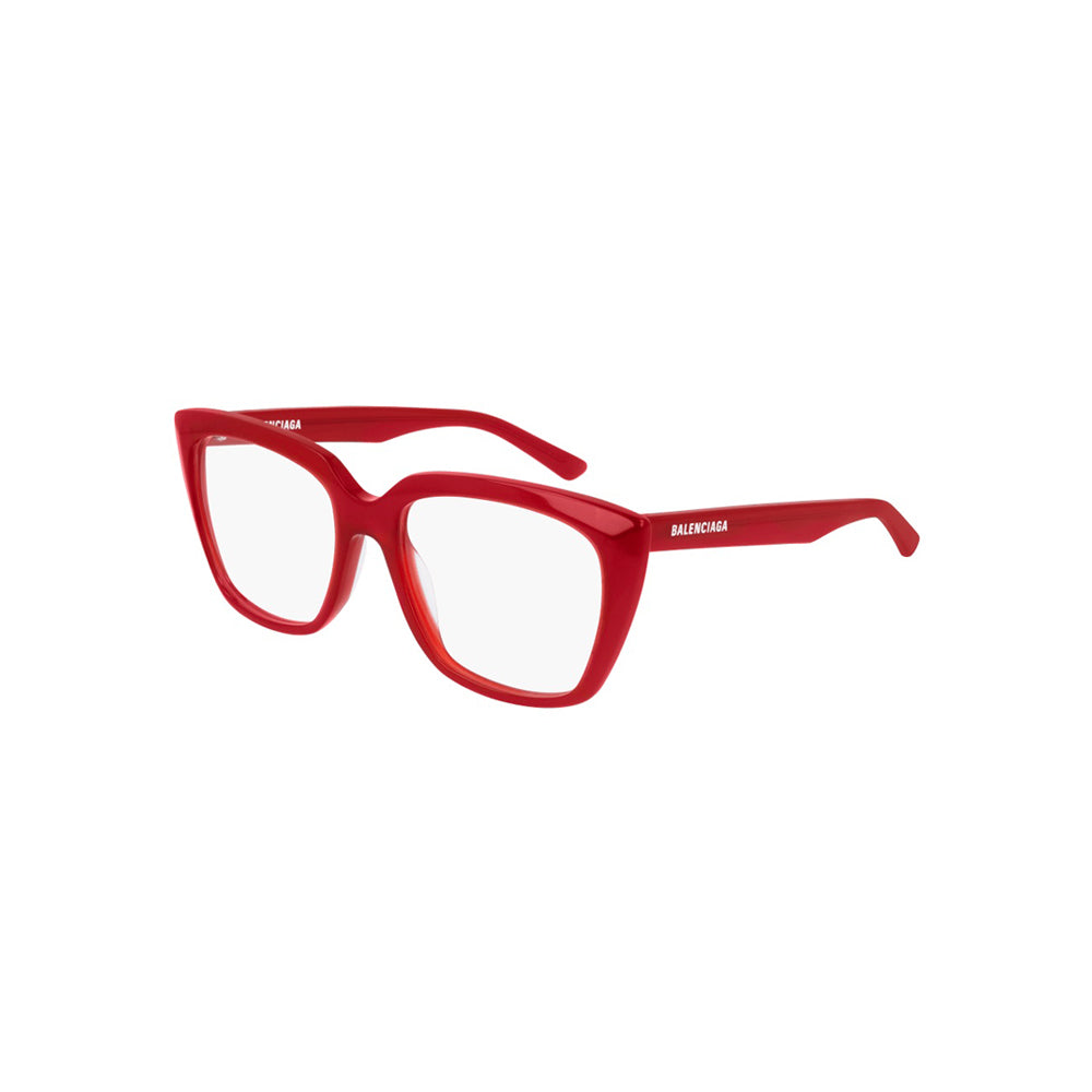 Balenciaga BB0062O glasses in red, 45° view