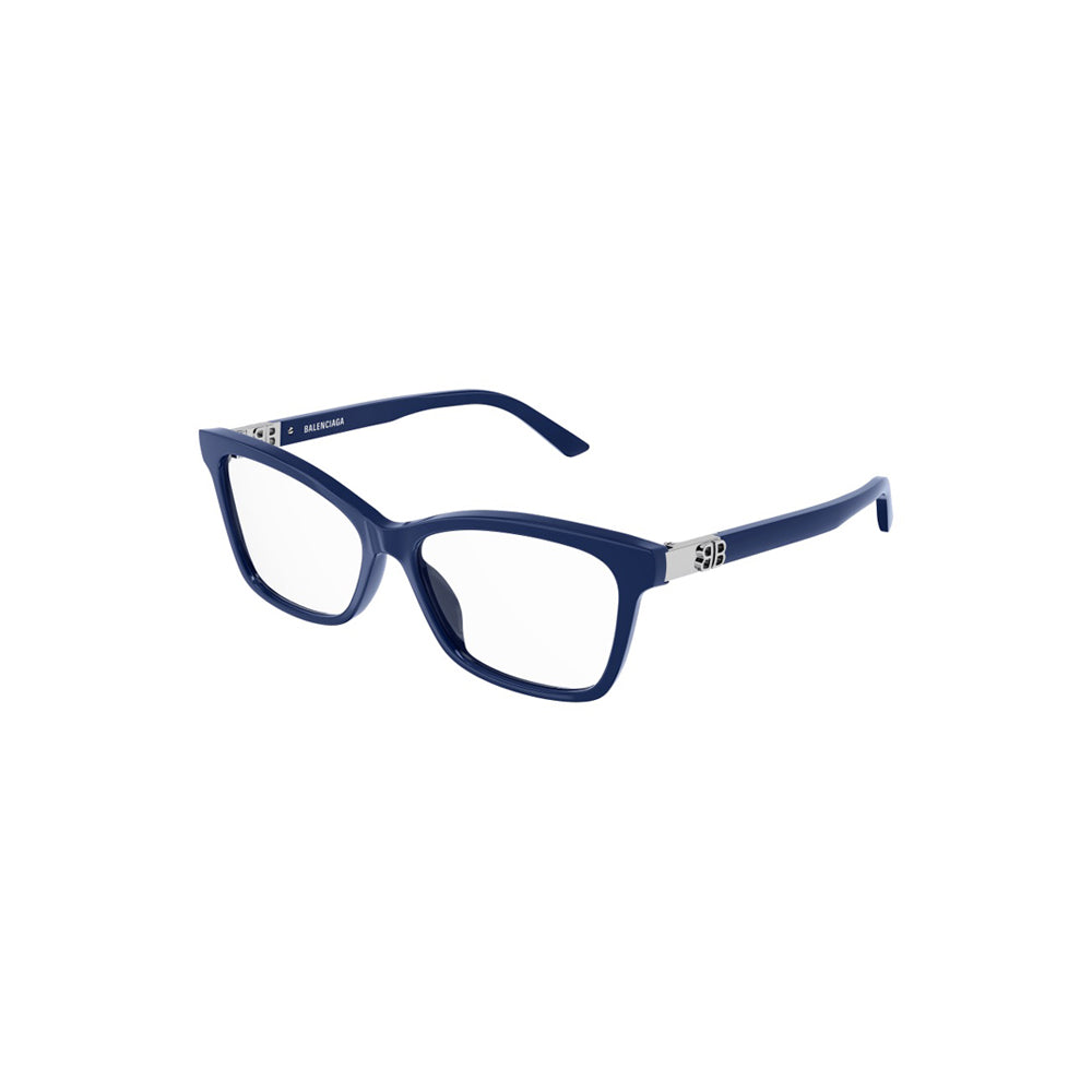 Balenciaga BB0186O glasses in blue, 45° view