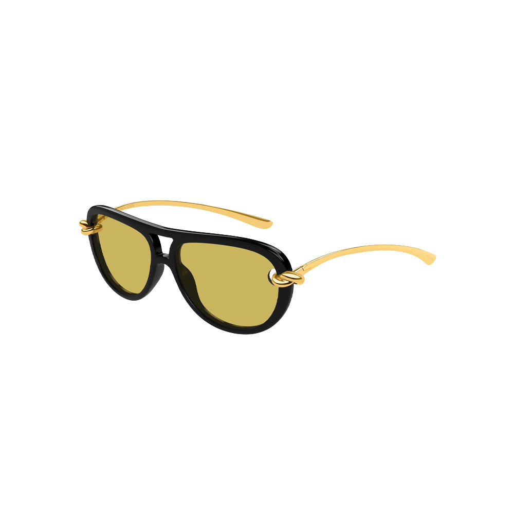 Bottega Veneta BV1418S sunglasses in black, 45° view