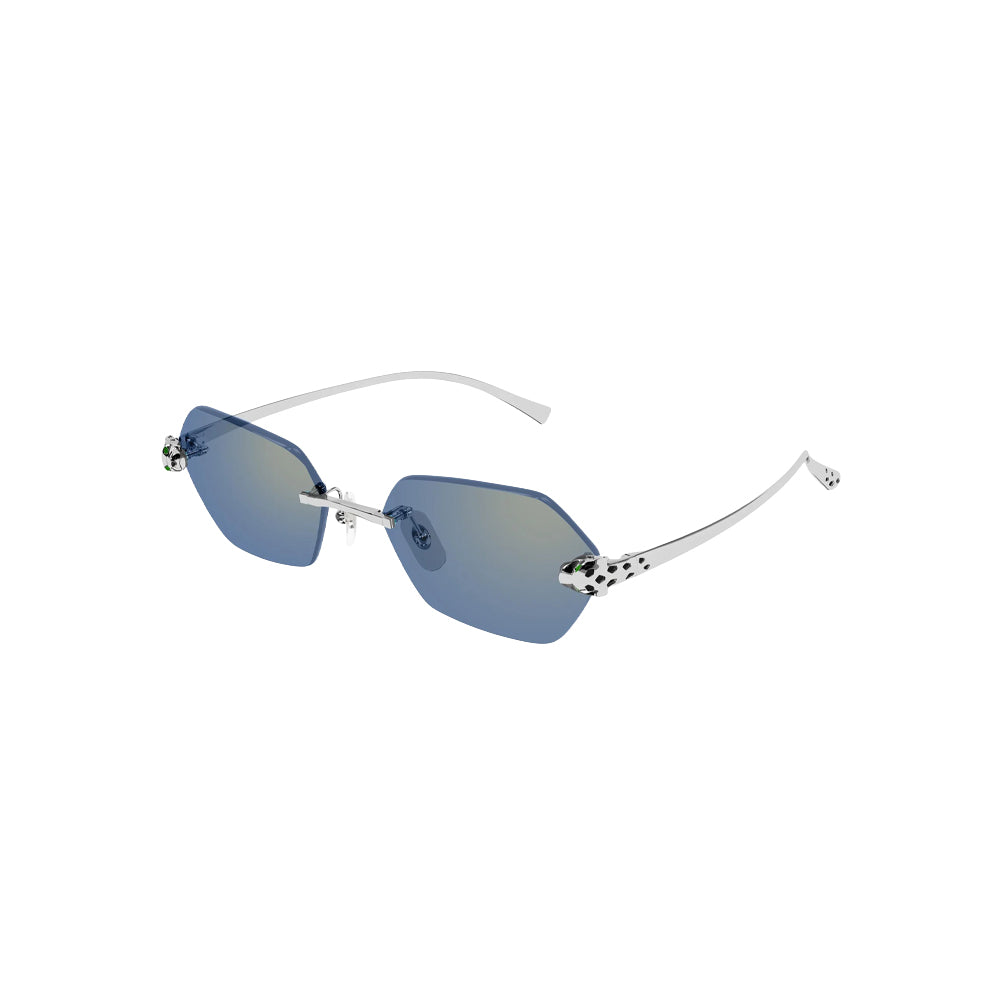 Cartier CT0636S sunglasses in silver, 45° view