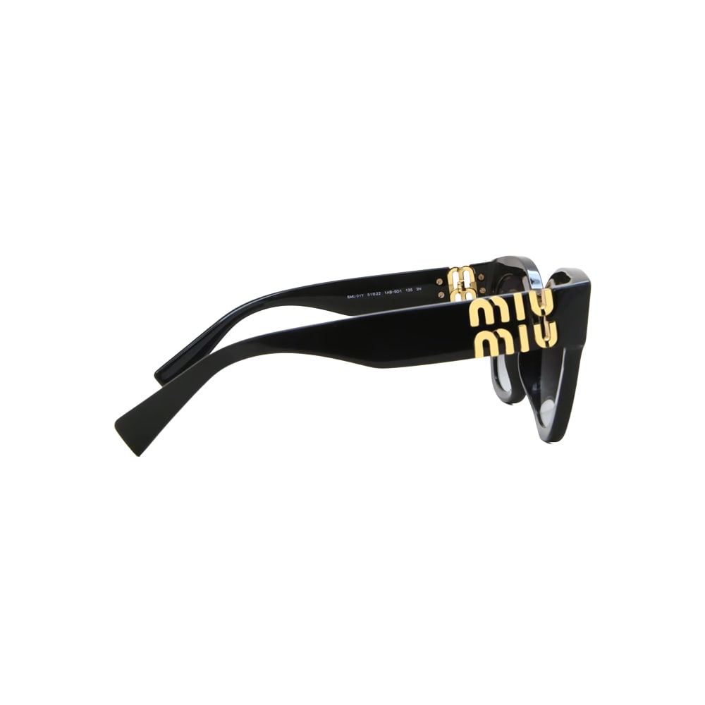 Miu Miu SMU 1OW sunglasses in black, side view