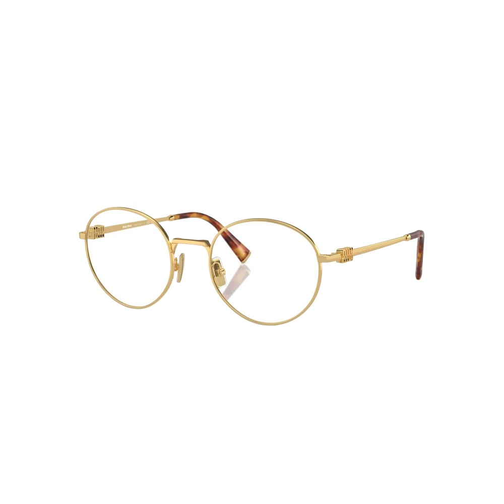 Miu Miu VMU 52X glasses in gold, 45° view