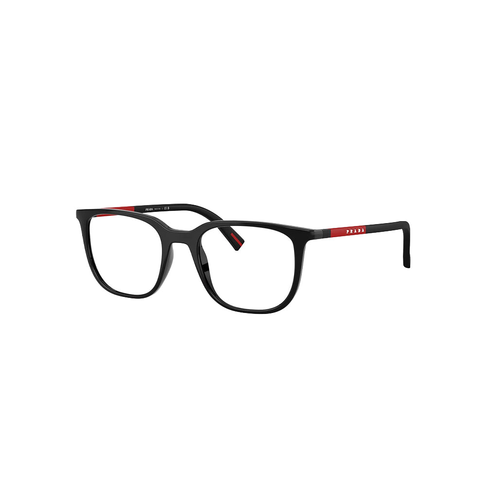 Prada Sport VP5 04R 1AB-1O1 glasses in black, 45° view