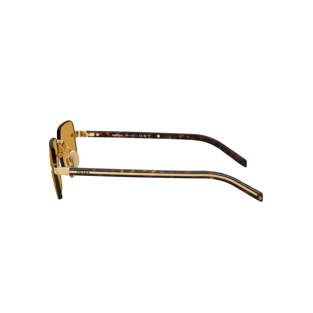 Prada SPR D55 sunglasses in gold, side view