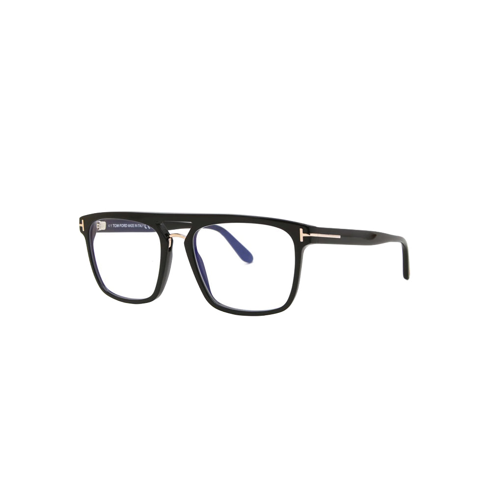 Tom Ford FT5942 001 glasses in black, 45° view