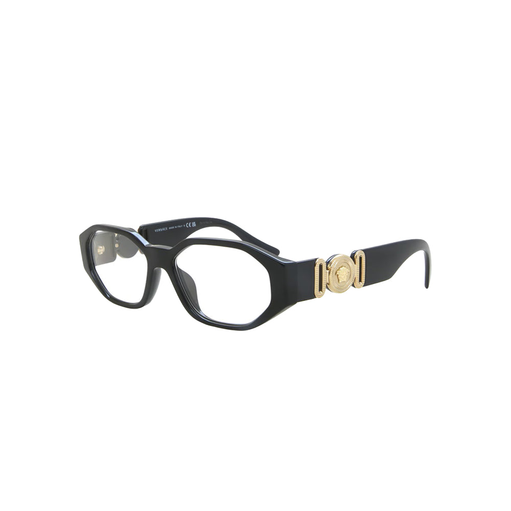 Versace 3320-U glasses in black, 45° view